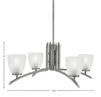 Kurve Four Light Chandelier in Graphite with Clear Ribbed Shade