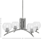 Kurve Four Light Chandelier in Graphite with Clear Ribbed Shade