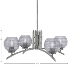 Kurve Four Light Chandelier in Graphite with Smoke Ribbed Shade