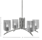 Kurve Four Light Chandelier in Graphite with Square Smoke Bubble Shade