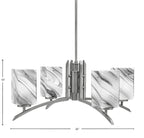 Kurve Four Light Chandelier in Graphite with Square Onyx Swirl Shade