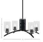 Kurve Four Light Chandelier in Matte Black with 4" Clear Bubble Shade