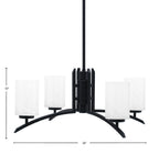Kurve Four Light Chandelier in Matte Black with 4" White Marble Shade