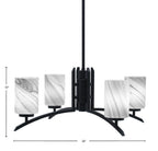Kurve Four Light Chandelier in Matte Black with 4" Onyx Swirl Shade