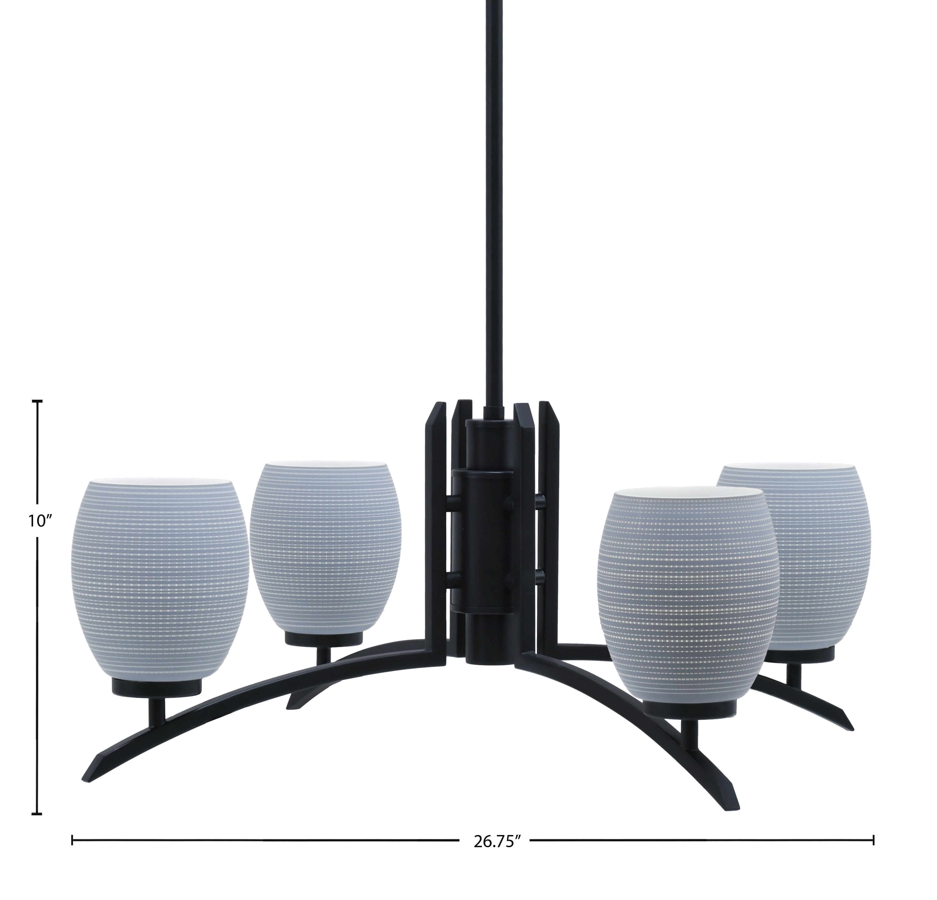 Kurve Four Light Chandelier in Matte Black with 5" Gray Matrix Shade