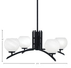 Kurve Four Light Chandelier in Matte Black with 5.75" White Marble Shade