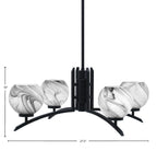 Kurve Four Light Chandelier in Matte Black with 5.75" Onyx Swirl Shade
