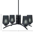 Kurve Four Light Chandelier in Matte Black with 5" Smoke Textured Shade