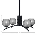 Kurve Four Light Chandelier in Matte Black with 6" Smoke Textured Shade