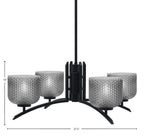 Kurve Four Light Chandelier in Matte Black with 6" Smoke Textured Shade