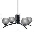 Kurve Four Light Chandelier in Matte Black with 6" Smoke Textured Shade