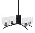 Kurve Four Light Chandelier in Matte Black with 6" Clear Bubble Shade
