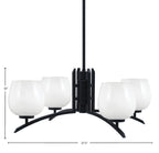 Kurve Four Light Chandelier in Matte Black with 6" White Marble Shade