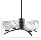 Kurve Four Light Chandelier in Matte Black with 6" Onyx Swirl Shade