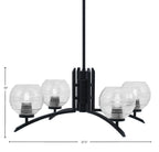 Kurve Four Light Chandelier in Matte Black with 6" Clear Ribbed Shade