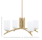 Kurve Four Light Chandelier in New Age Brass with White Marble Shade