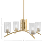 Kurve Four Light Chandelier in New Age Brass with Smoke Bubble Shade