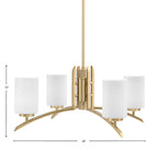 Kurve Four Light Chandelier in New Age Brass with White Muslin Shade