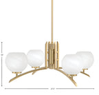 Kurve Four Light Chandelier in New Age Brass with White Marble Shade