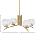 Kurve Four Light Chandelier in New Age Brass with Smoke Bubble Shade