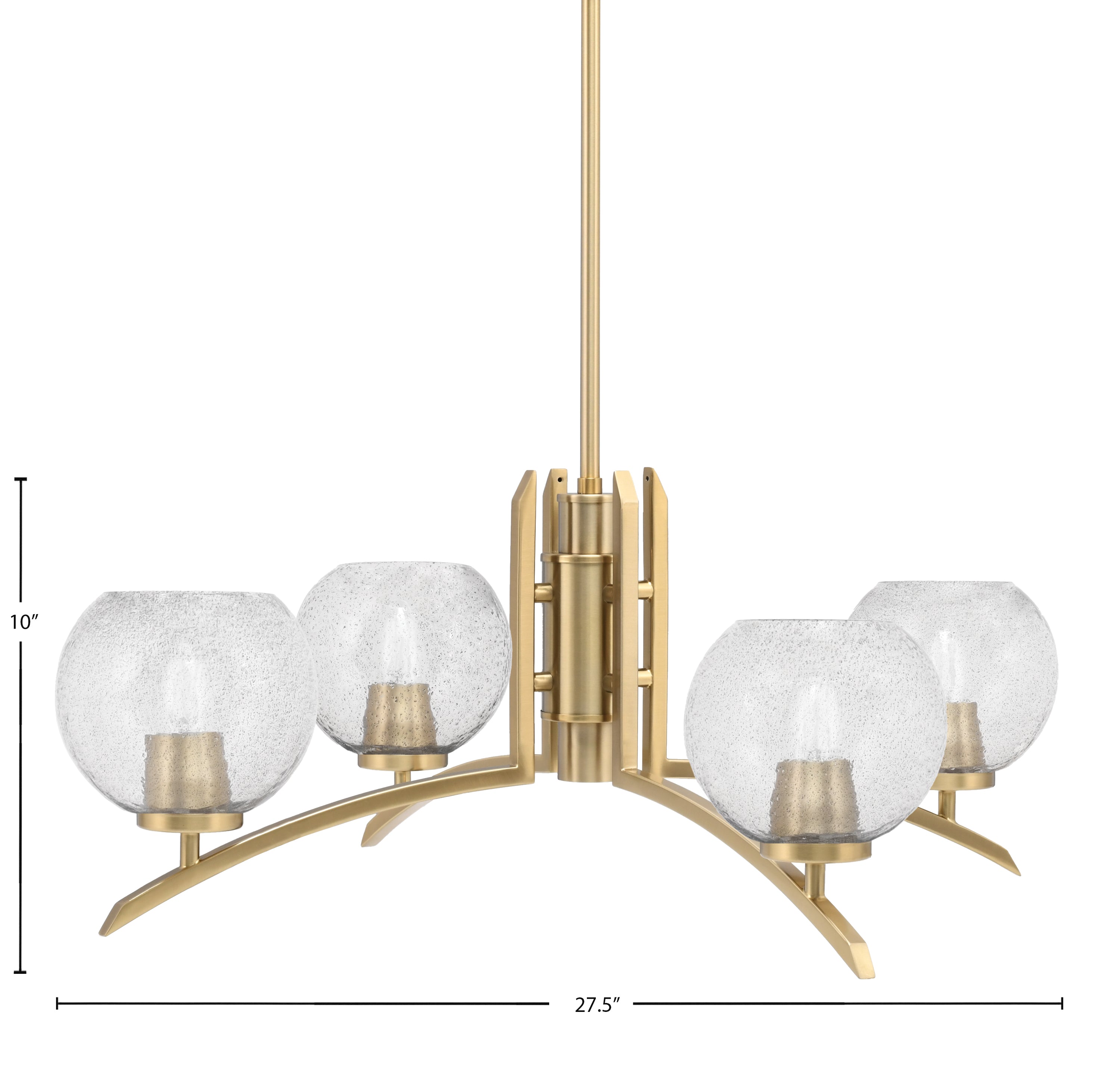 Kurve Four Light Chandelier in New Age Brass with Smoke Bubble Shade