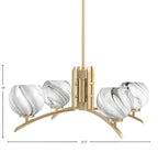 Kurve Four Light Chandelier in New Age Brass with Onyx Swirl Shade