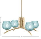 Kurve Four Light Chandelier in New Age Brass with Turquoise Textured Shade