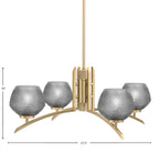 Kurve Four Light Chandelier in New Age Brass with Smoke Textured Shade