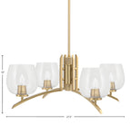 Kurve Four Light Chandelier in New Age Brass with Clear Bubble Shade