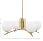 Kurve Four Light Chandelier in New Age Brass with White Marble Shade