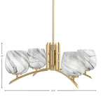 Kurve Four Light Chandelier in New Age Brass with Onyx Swirl Shade