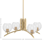 Kurve Four Light Chandelier in New Age Brass with Clear Ribbed Shade