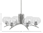 Kurve Six Light Chandelier in Graphite with 7" Clear Bubble Shade