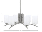 Kurve Six Light Chandelier in Graphite with 4" White Marble Shade