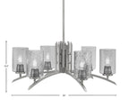Kurve Six Light Chandelier in Graphite with 4" Smoke Bubble Shade