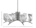 Kurve Six Light Chandelier in Graphite with 4" Onyx Swirl Shade