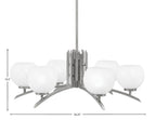 Kurve Six Light Chandelier in Graphite with 5.75" White Marble Shade
