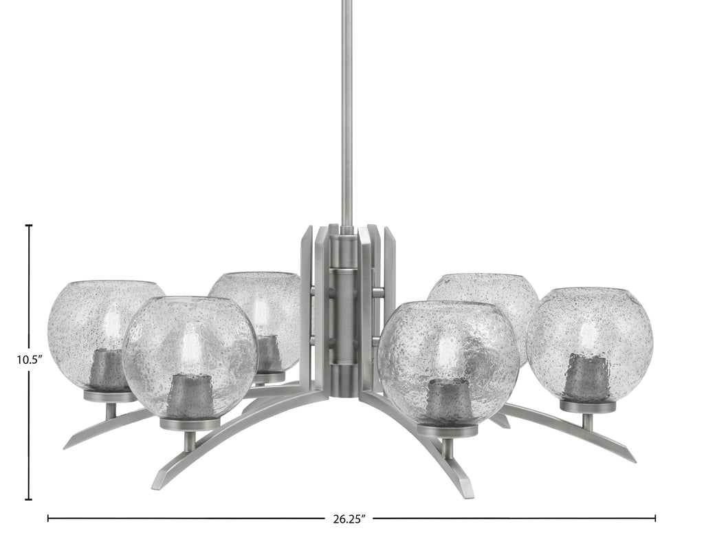 Kurve Six Light Chandelier in Graphite with 5.75" Smoke Bubble Shade