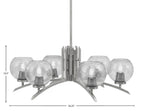 Kurve Six Light Chandelier in Graphite with 5.75" Smoke Bubble Shade