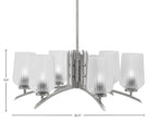 Kurve Six Light Chandelier in Graphite with 5" Clear Textured Shade