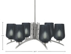 Kurve Six Light Chandelier in Graphite with 5" Smoke Textured Shade