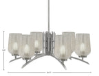 Kurve Six Light Chandelier in Graphite with 6" Silver Textured Shade