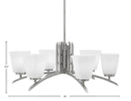 Kurve Six Light Chandelier in Graphite with 4.5" Square White Muslin Shade