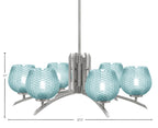 Kurve Six Light Chandelier in Graphite with 6" Turquoise Textured Shade