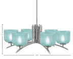 Kurve Six Light Chandelier in Graphite with 6" Turquoise Textured Shade