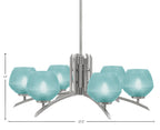 Kurve Six Light Chandelier in Graphite with 6" Turquoise Textured Shade