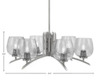 Kurve Six Light Chandelier in Graphite with 6" Smoke Bubble Shade