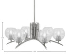 Kurve Six Light Chandelier in Graphite with 6" Clear Ribbed Shade