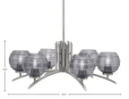 Kurve Six Light Chandelier in Graphite with 6" Smoke Ribbed Shade