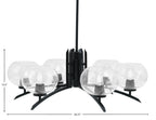 Kurve Six Light Chandelier in Matte Black with Clear Bubble Shade
